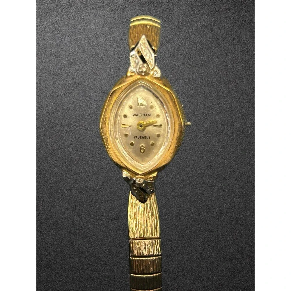Vintage Waltham 17 Jewels Ladies Watch Cocktail Gold Tone For Parts Or Repair